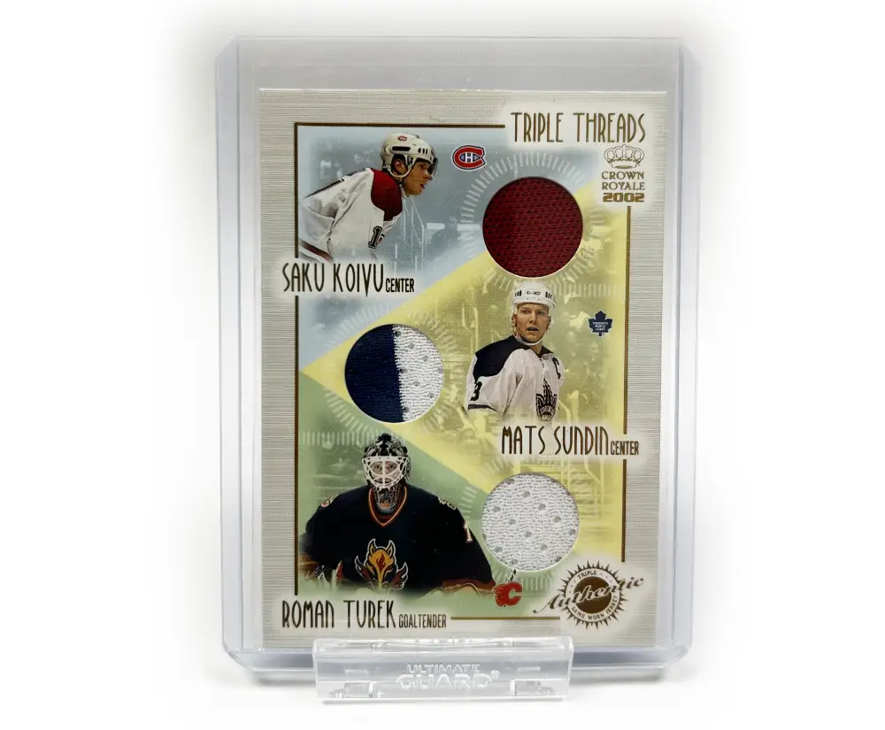 Saku Koivu, Mats Sundin, Roman Turek Triple Threads Memorabilia Card